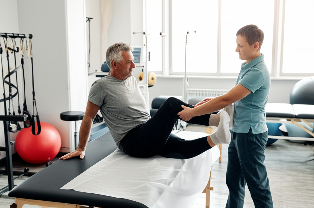 A physiotherapy session in progress